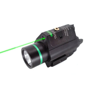 Cree Rail Mounted Flashlight, Choice of Red or Green Laser - 200 Lumens