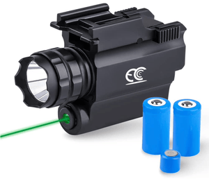 Cree Rail Mounted Flashlight, Choice of Red or Green Laser - 500 Lumens