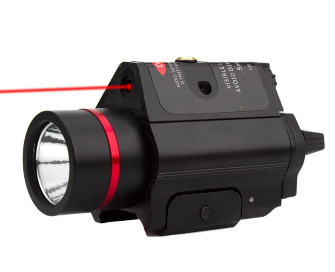 Cree Rail Mounted Flashlight, Choice of Red or Green Laser - 200 Lumens