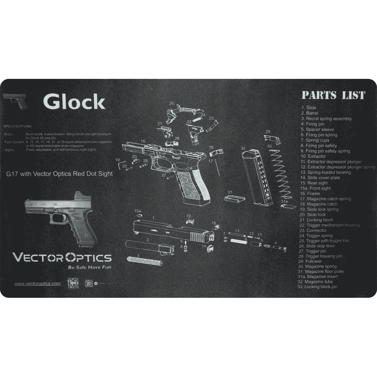 Gun Cleaning Bench Mat - Glock / 1911