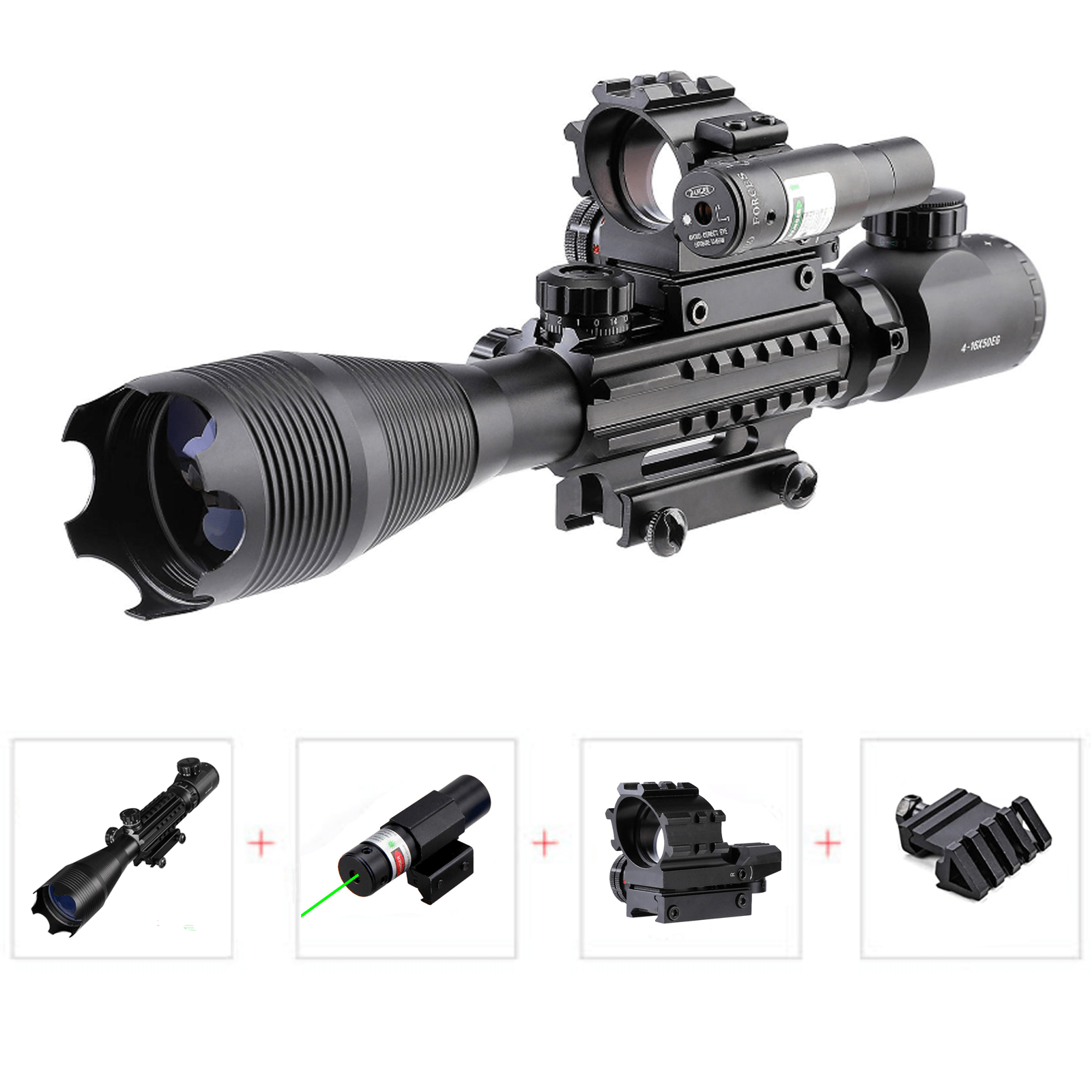 TAC-2: 4 Piece 4-16x50 Illuminated Reticle Scope Package