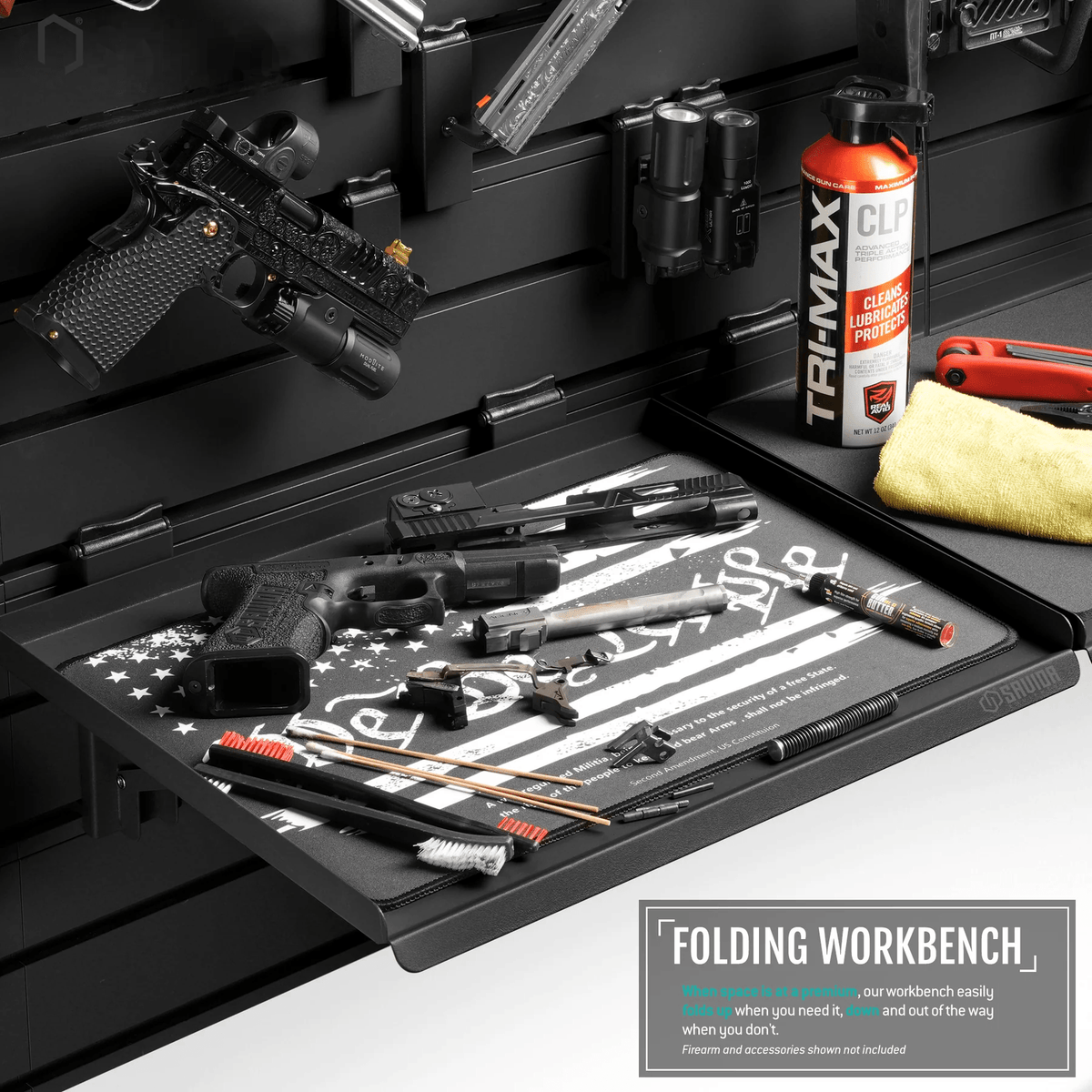 Wall Rack System Folding Workbench | Modular Gun Wall Work Surface ...
