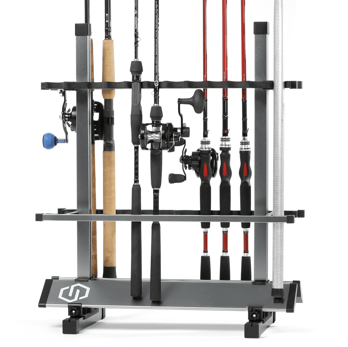 Fishing Pole Aluminum Rack | Holds 48 Rods & Gear Storage Fishing Pole Aluminum Rack | Holds 48 Rods & Gear Storage
