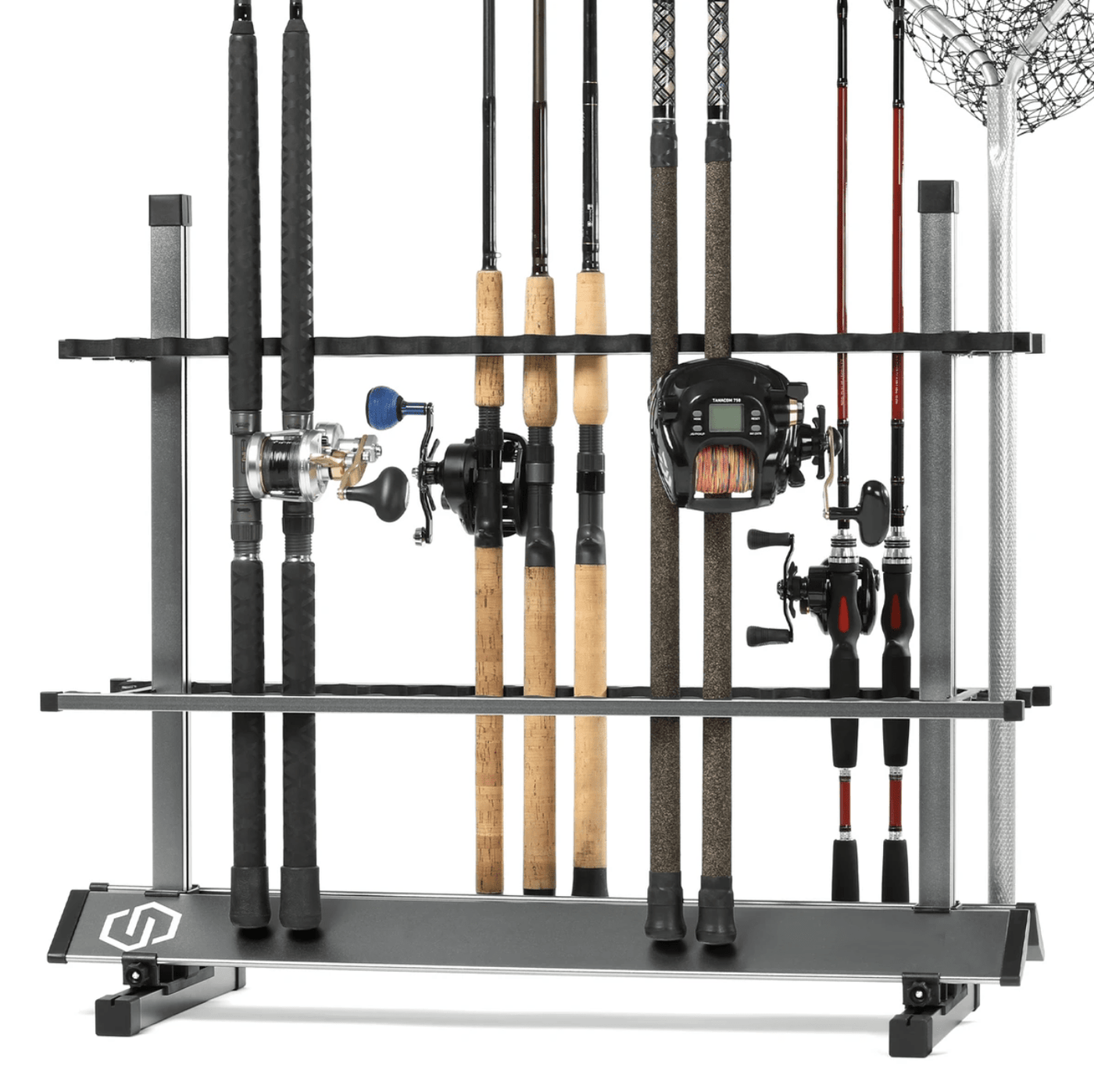 Fishing Pole Aluminum Rack | Holds 48 Rods & Gear Storage Fishing Pole Aluminum Rack | Holds 48 Rods & Gear Storage