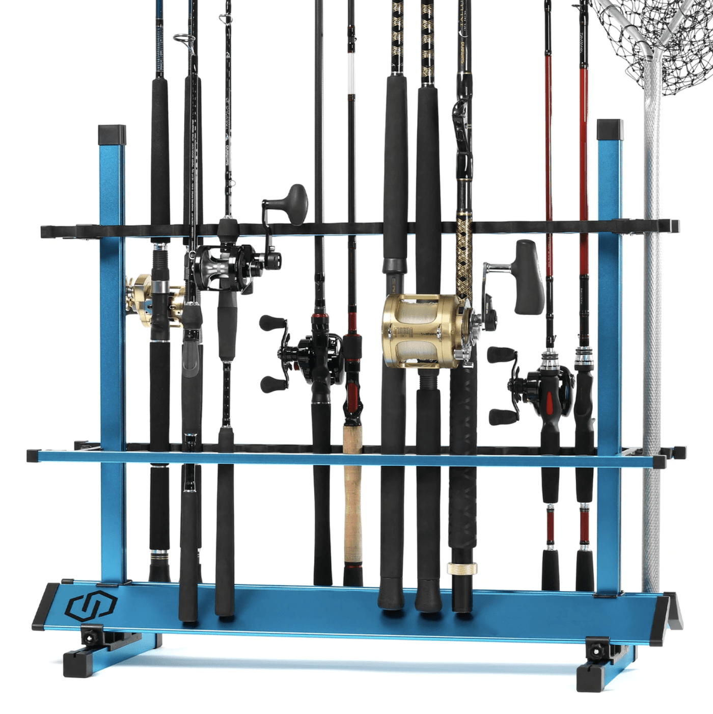 Fishing Pole Aluminum Rack | Holds 48 Rods & Gear Storage Fishing Pole Aluminum Rack | Holds 48 Rods & Gear Storage