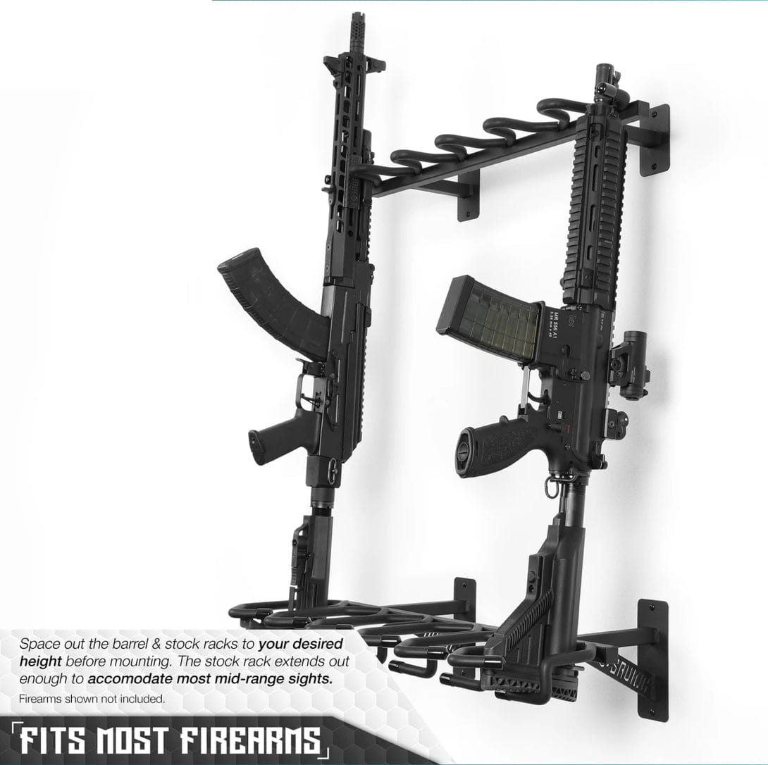 ADJUSTABLE WALL GUN RACK TACTICAL 5 GUN MOUNT RIFLE