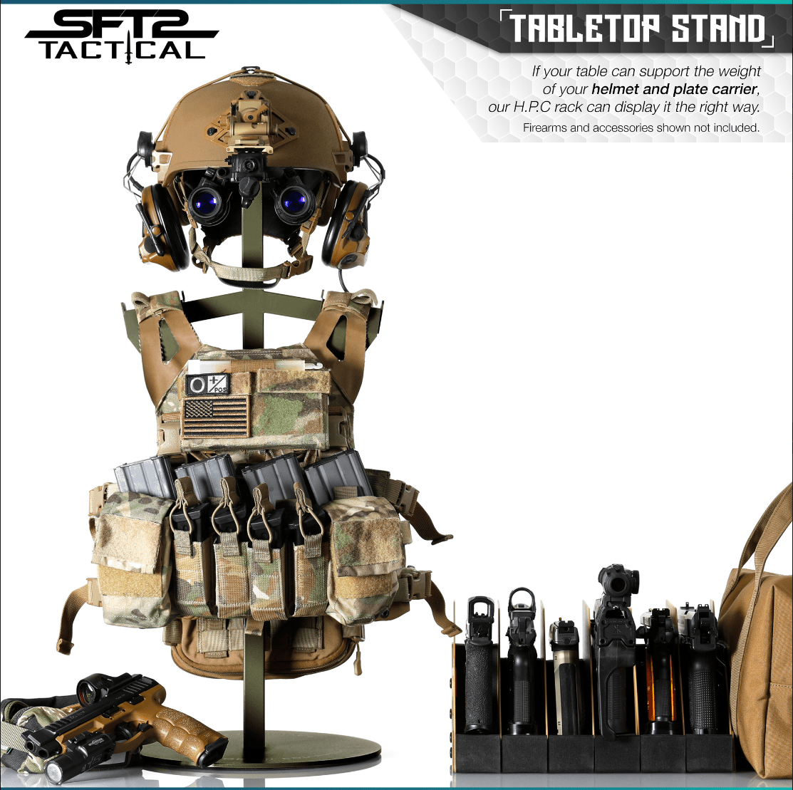 gear carrier Tabletop Tactical Gear Rack | Helmet & Plate Carrier Display