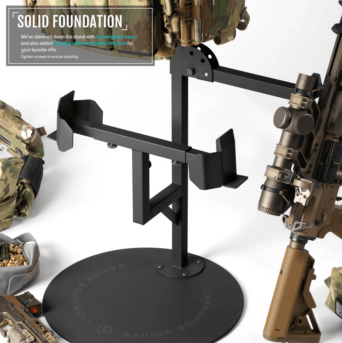 Tactical Gear Stand Gen 2 | Plate Carrier & Rifle Display | SFT2 Tactical